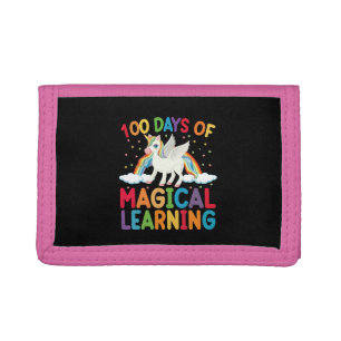 100 Days Of Magical Learning School Unicorn Girls Tri-fold Wallet