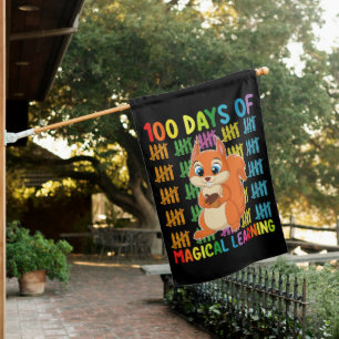 100 Days Of Magical Learning Squirrel School House Flag