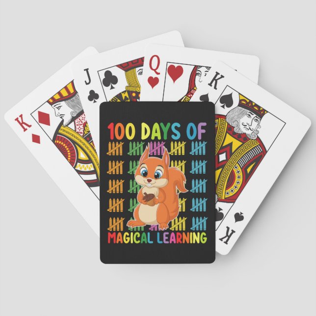 100 Days Of Magical Learning Squirrel School Poker Cards (Back)