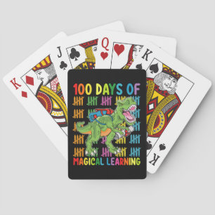 100 Days Of Magical Learning T Rex Dinosaur School Poker Cards