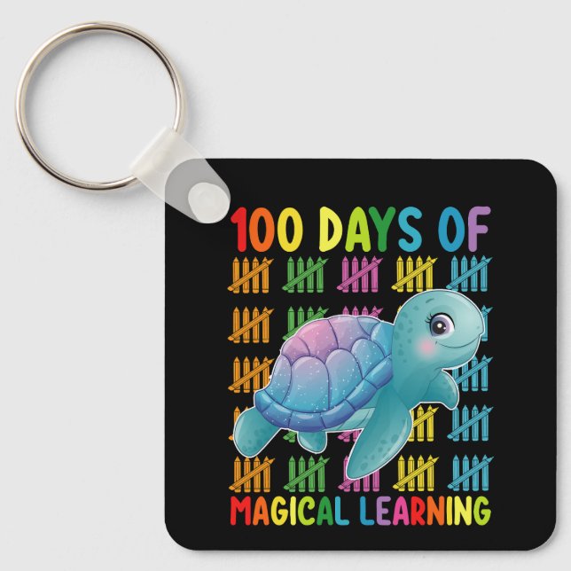 100 Days Of Magical Learning Turtle School Keychain (Front)
