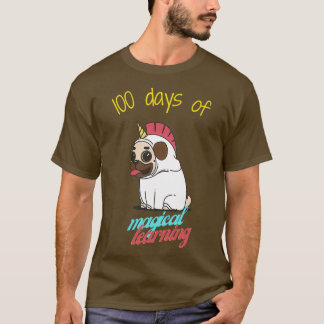 100 days of magical learning with a cute pug T-Shirt