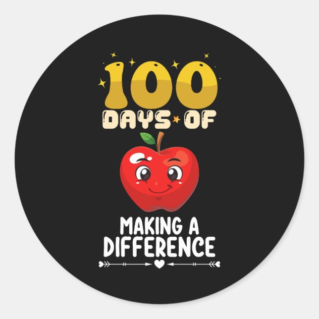 100 Days Of Making A Difference Apple Classic Round Sticker (Front)