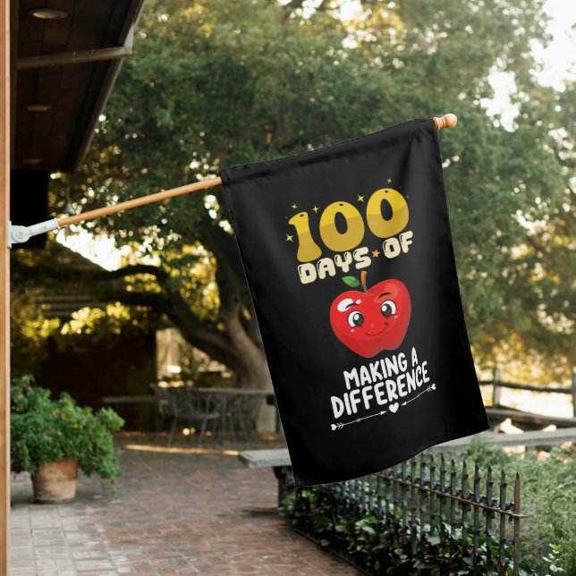 100 Days Of Making A Difference Apple House Flag (In SItu)