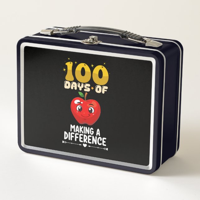 100 Days Of Making A Difference Apple Metal Lunch Box (Front)