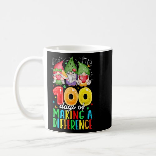 100 Days Of Making A Difference Cute Gnome Teacher Coffee Mug