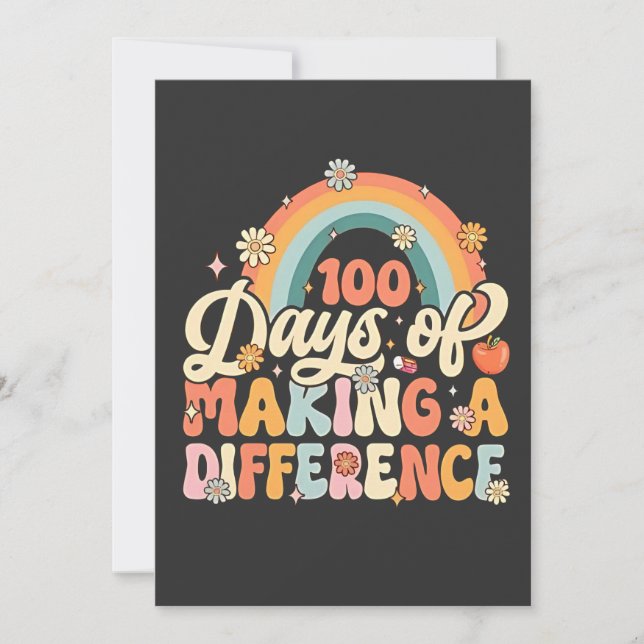 100 Days of Making a Difference Rainbow Teaching  Invitation (Front)
