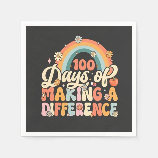 100 Days of Making a Difference Rainbow Teaching  Napkins (Front)