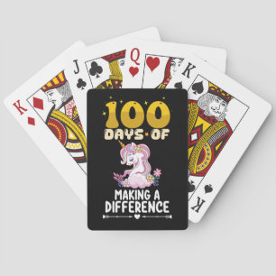 100 Days Of Making A Difference Unicorn School Poker Cards