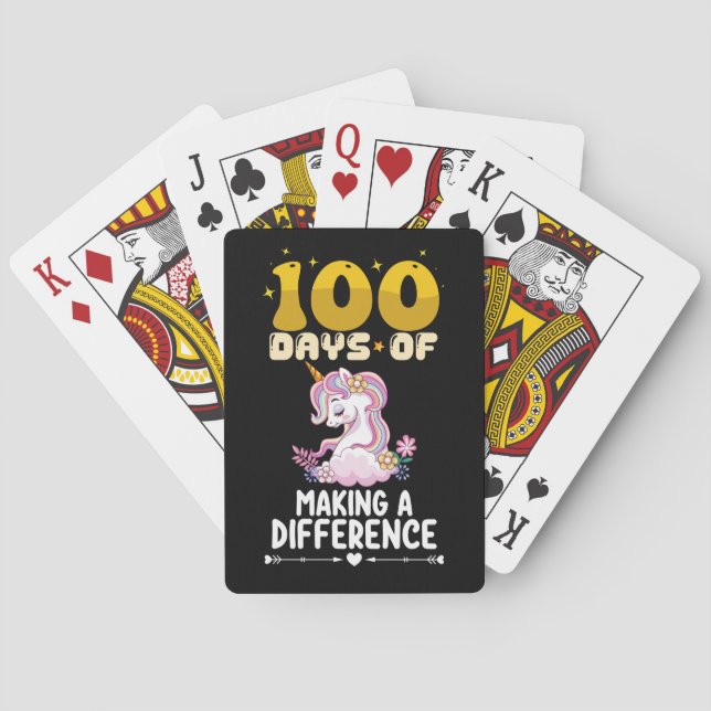 100 Days Of Making A Difference Unicorn School Poker Cards (Back)