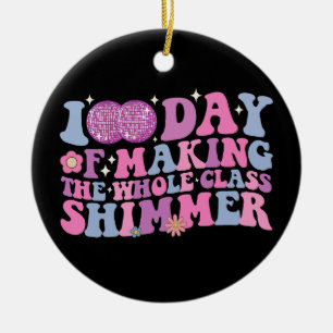 100 Days Of Making The Whole Class Shimmer Disco Ceramic Ornament