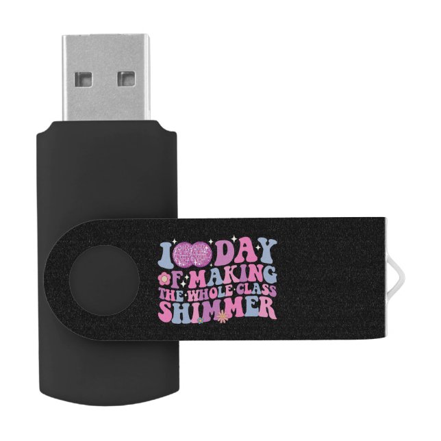 100 Days Of Making The Whole Class Shimmer Disco Flash Drive (Opened)