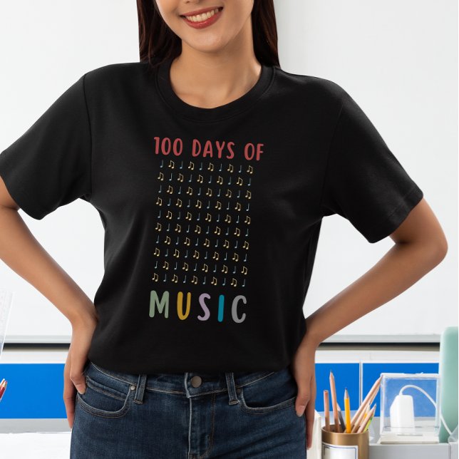 100 Days of Music Notes 100th School Day Teacher T-Shirt (Creator Uploaded)