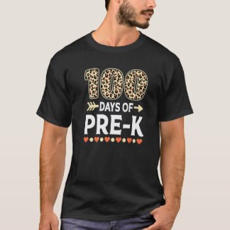 100 days of Pre-K Leopard 100th day of School Teac T-Shirt