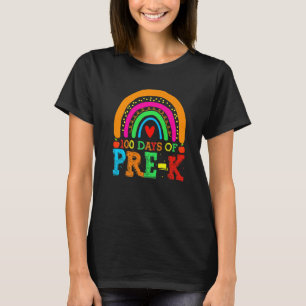 100 Days of Pre k Rainbow 100th Day of School T-Shirt