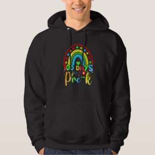 100 Days of Pre k Teacher 100 Days Smarter Rainbo Hoodie