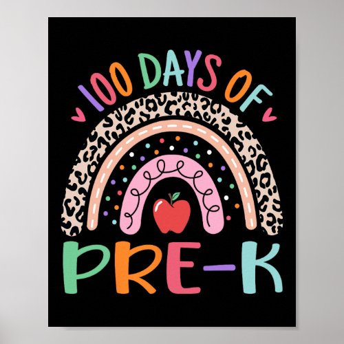 100 Days Of Pre K Teacher Kids 100th Day Of School Poster