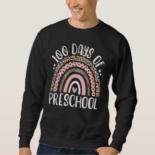 100 Days Of Preschool Rainbow Leopard School Teach Sweatshirt