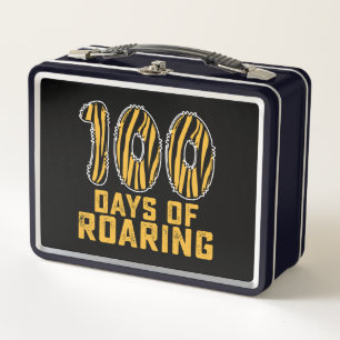 100 Days Of Roaring Tiger Funny 100th Day School Metal Lunch Box