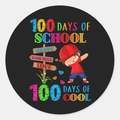 100 Days Of School100th Day Of School Gifts Boys  Classic Round Sticker