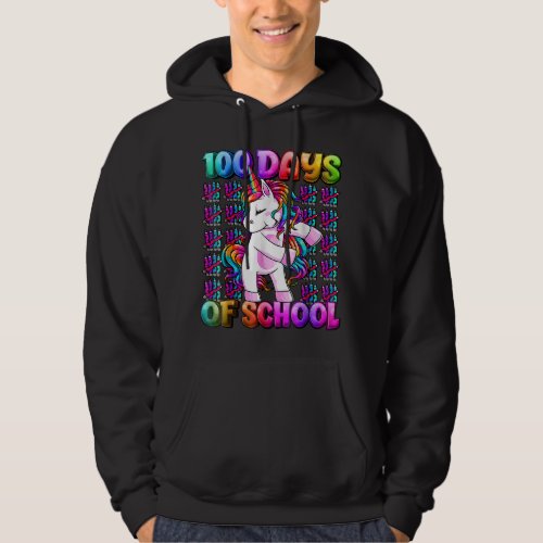 100 Days Of School 100 Days Smarter Unicorn Girls  Hoodie