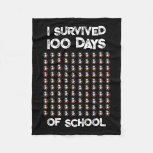 100 Days Of School 100 Penguins Design Fleece Blanket