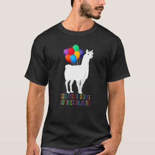 100 Days Of School 100 Times Smarter Llama balloon T_Shirt