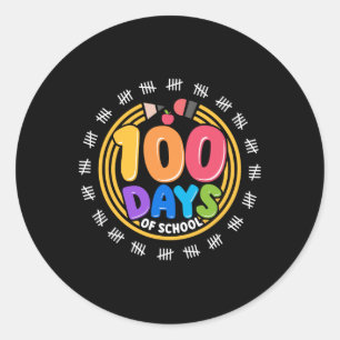 100 Days Of School 100th Day Colorful Teacher And Classic Round Sticker
