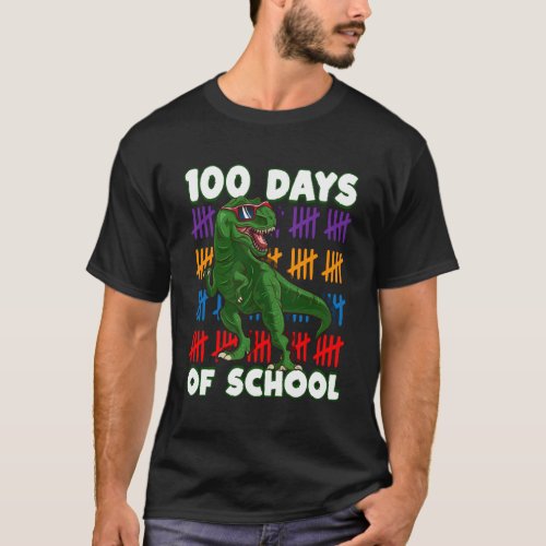 100 Days Of School 100Th Day Dino T_Shirt
