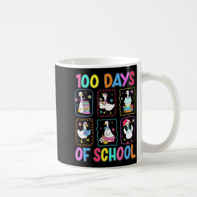 100 Days Of School 100th Day Funny Goose Boys Girl Coffee Mug (Right)