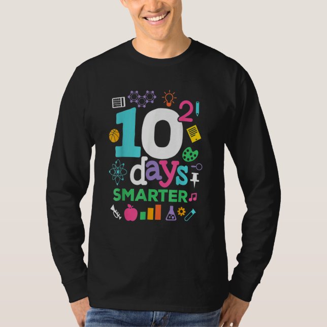 100 Days Of School  10 Squared Days For Math Teach T-Shirt (Front)