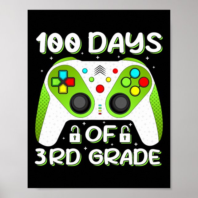 100 Days Of School 3rd Grade Video Gamer Student T Poster (Front)