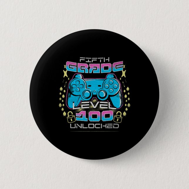 100 Days Of School 5th Grade Level Unlocked Video  Button (Front)