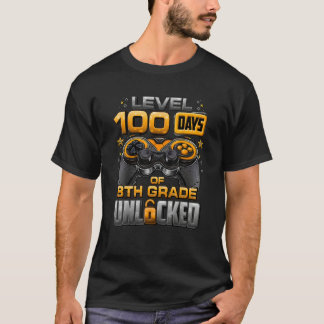 100 Days Of School 8th Grade Level Unlocked Video T-Shirt