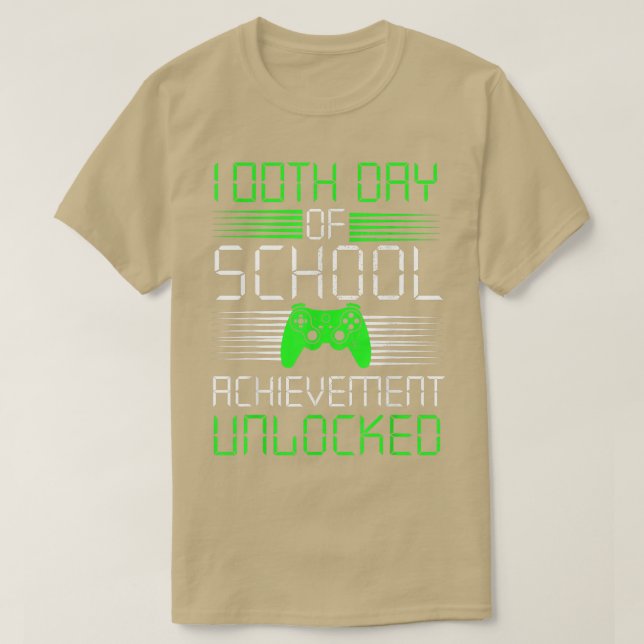 100 Days of School Achievement Unlocked Video Game T-Shirt (Design Front)