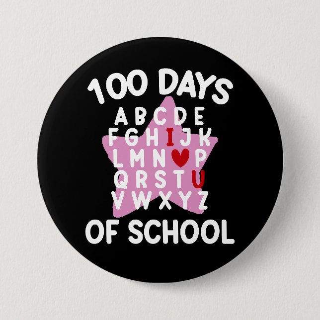 100 Days Of School Alphabet 100th Day Teacher  Button (Front)