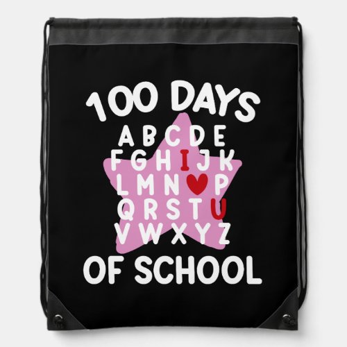 100 Days Of School Alphabet 100th Day Teacher  Drawstring Bag