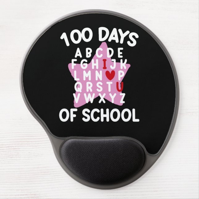 100 Days Of School Alphabet 100th Day Teacher  Gel Mouse Pad (Front)
