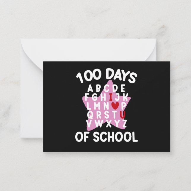 100 Days Of School Alphabet 100th Day Teacher  Note Card (Front)