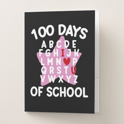 100 Days Of School Alphabet 100th Day Teacher  Pocket Folder