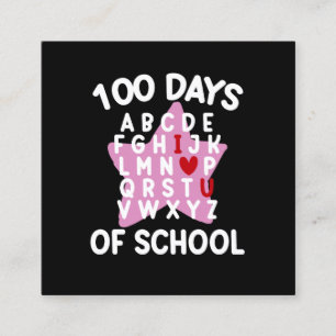 100 Days Of School Alphabet 100th Day Teacher Square Business Card