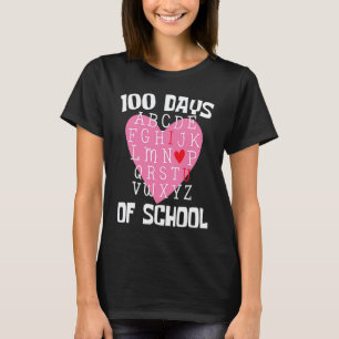 100 DAYS OF SCHOOL Alphabet 100th Day Teacher Stud T-Shirt