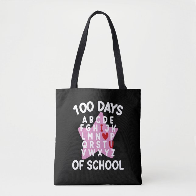 100 Days Of School Alphabet 100th Day Teacher  Tote Bag (Front)