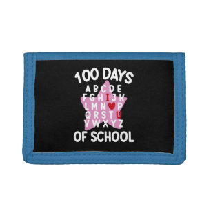 100 Days Of School Alphabet 100th Day Teacher Tri-fold Wallet