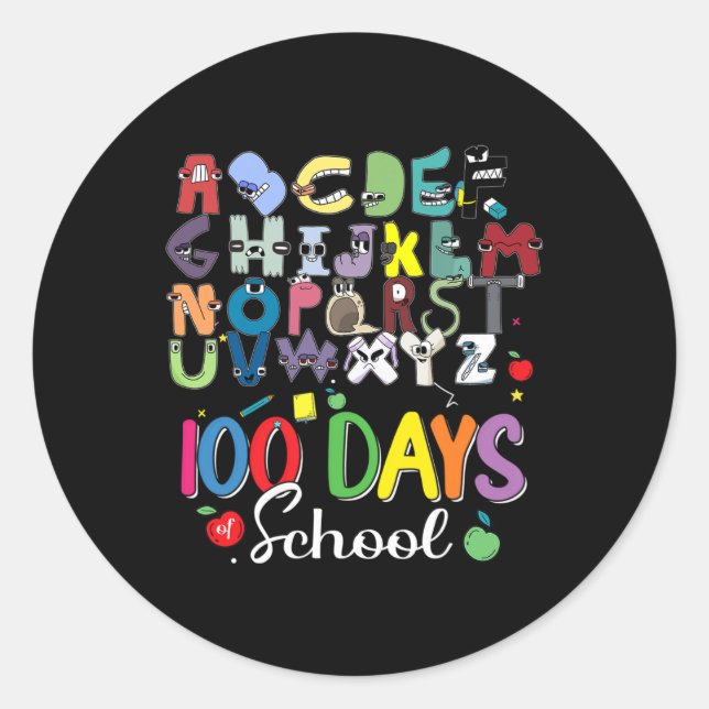 100 Days Of School Alphabet Lore Abc's School Cost Classic Round Sticker (Front)