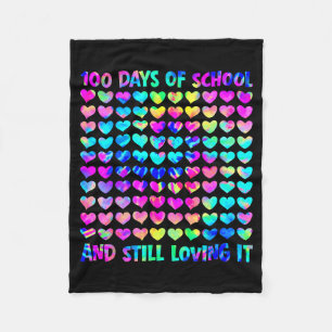 100 Days Of School And Still Love It Tie Dye 100th Fleece Blanket