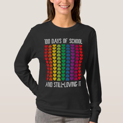 100 Days Of School And Still Loving It Hearts Cute T_Shirt