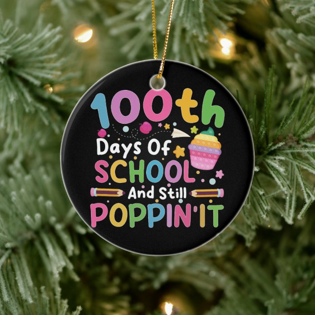 100 Days Of School And Still Poppin' Girl  Ceramic Ornament (Tree)
