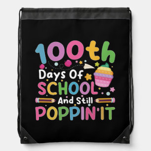 100 Days Of School And Still Poppin' Girl  Drawstring Bag