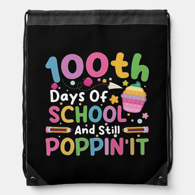 100 Days Of School And Still Poppin' Girl  Drawstring Bag (Front)